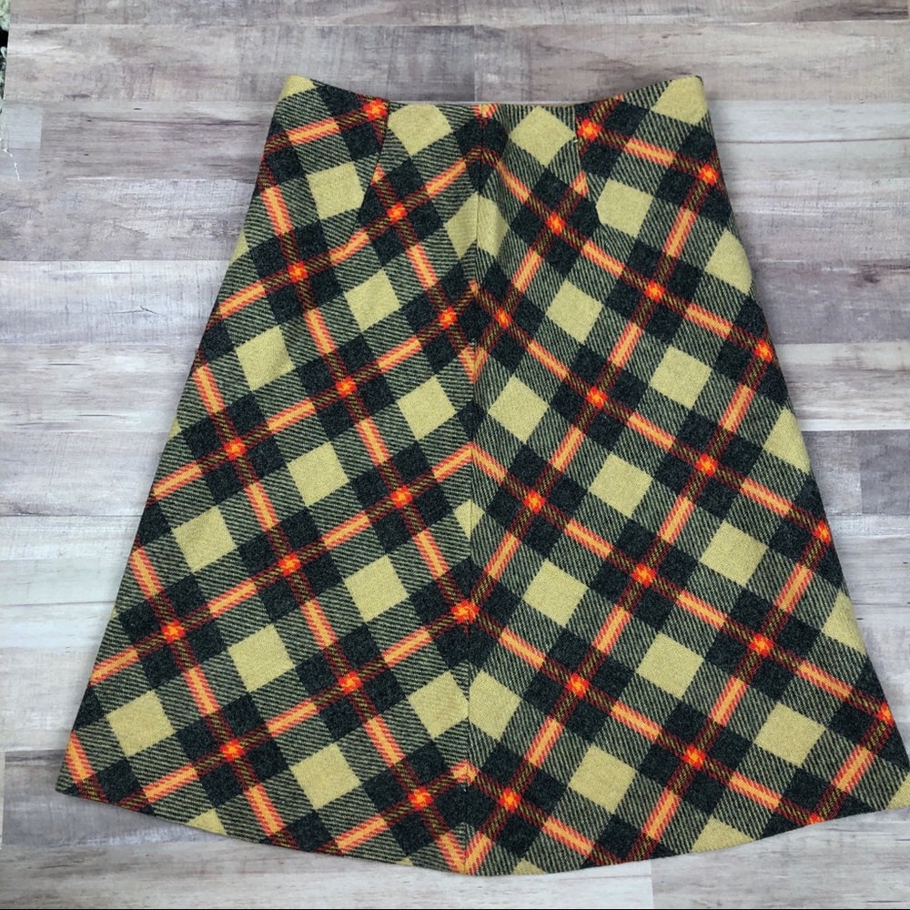Plaid A-Line Skirt in Yellow and Orange